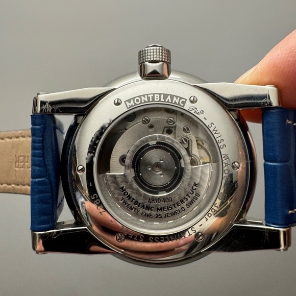 Montblanc TimeWalker Automatic Silver Dial Men’s Watch on Blue Leather Strap - Picture 3 of 8